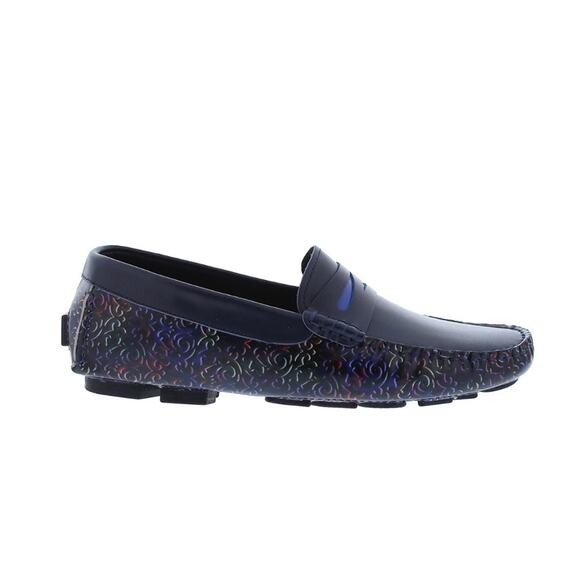 Robert Graham Bovina Men Driver Shoes Size 11.5 Navy Blue Leather Slip-On New - Picture 4 of 8